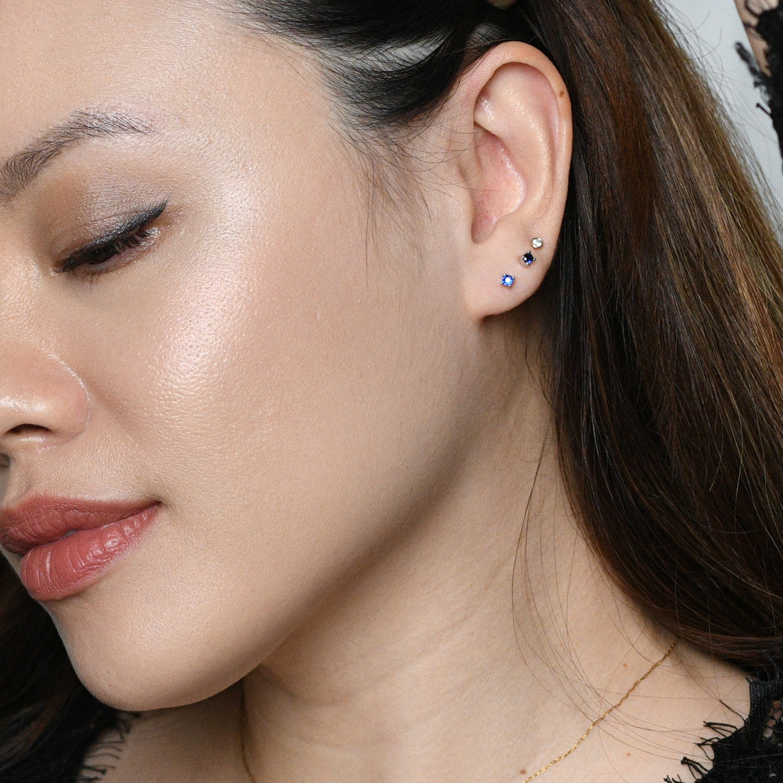 Sloane 3mm Studs | Silver Sapphire