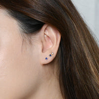 Sloane 3mm Studs | Silver Sapphire