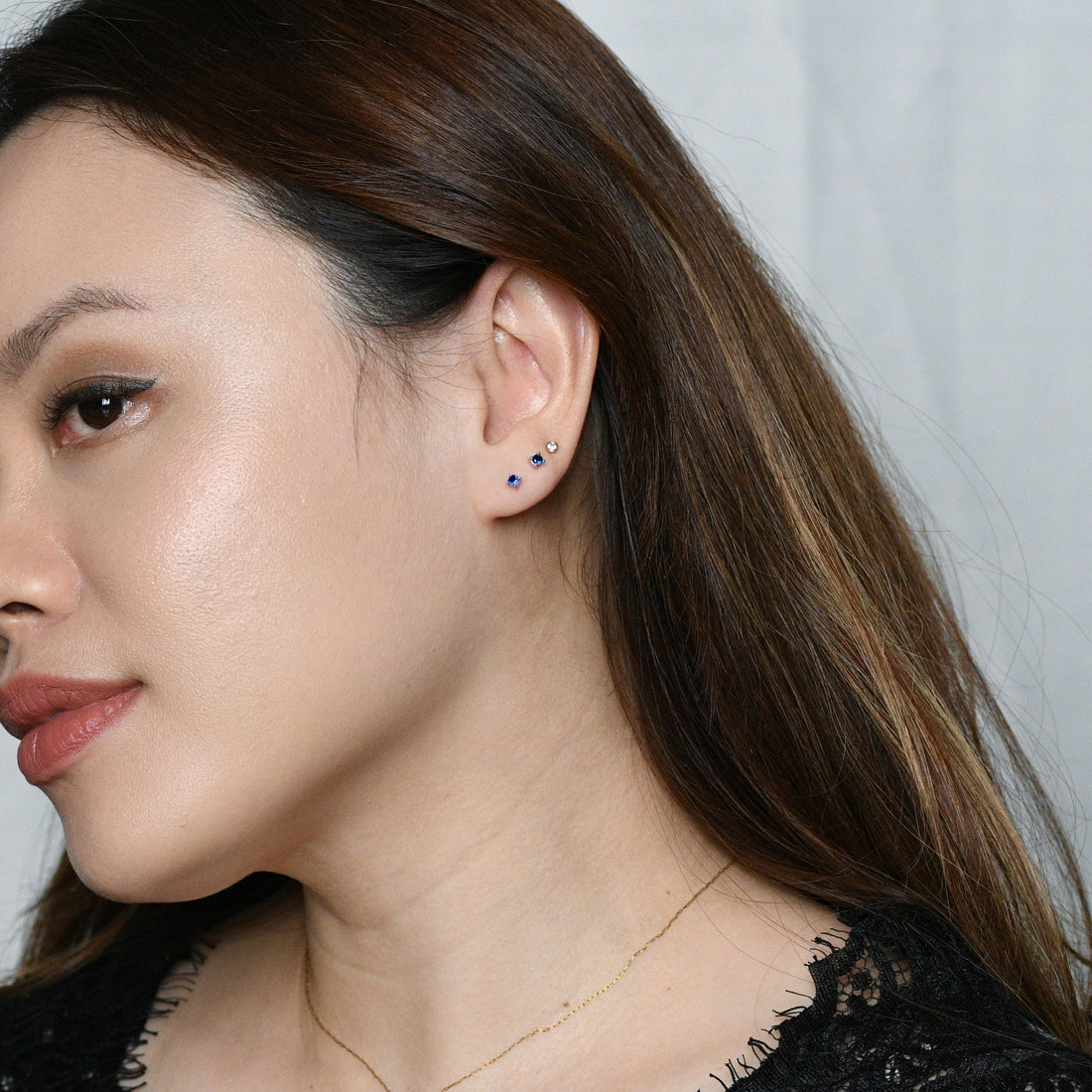 Sloane 3mm Studs | Silver Sapphire