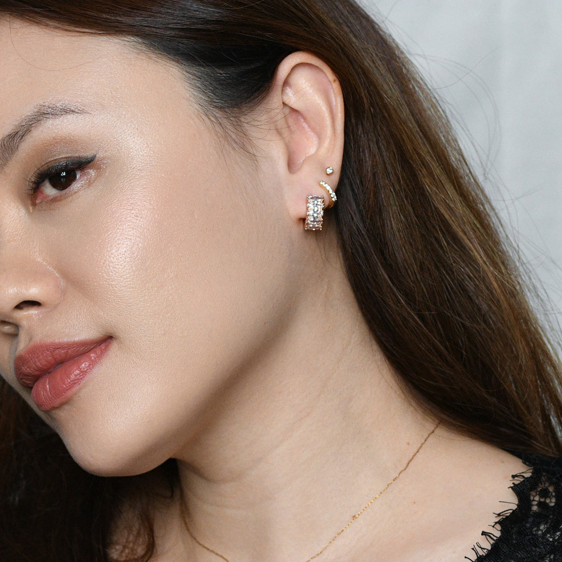 Jada Hoop | Clear Rose Gold