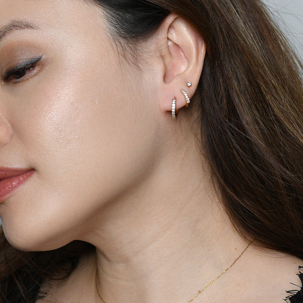 Aina 2-in-1 Hoops with Charms | Frost Gold
