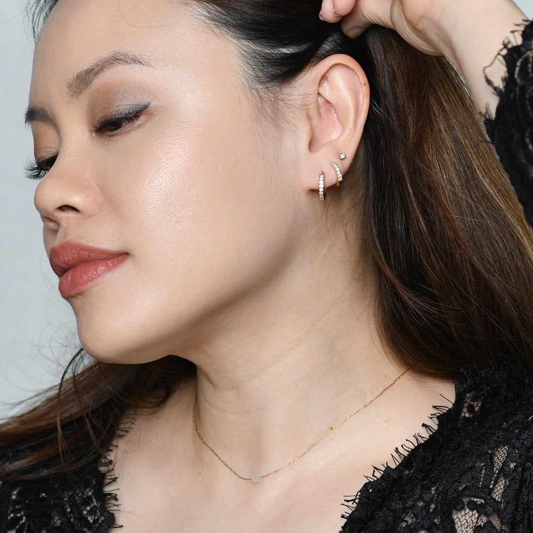 Aina 2-in-1 Hoops with Charms | Clear Gold