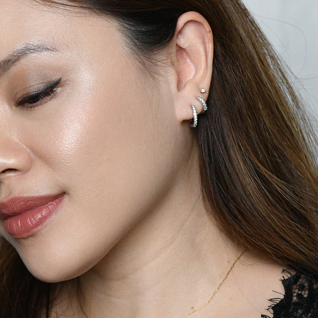 Aina 2-in-1 Hoops with Charms | Clear Silver