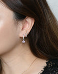 Aina 2-in-1 Hoops with Charms | Pink Silver