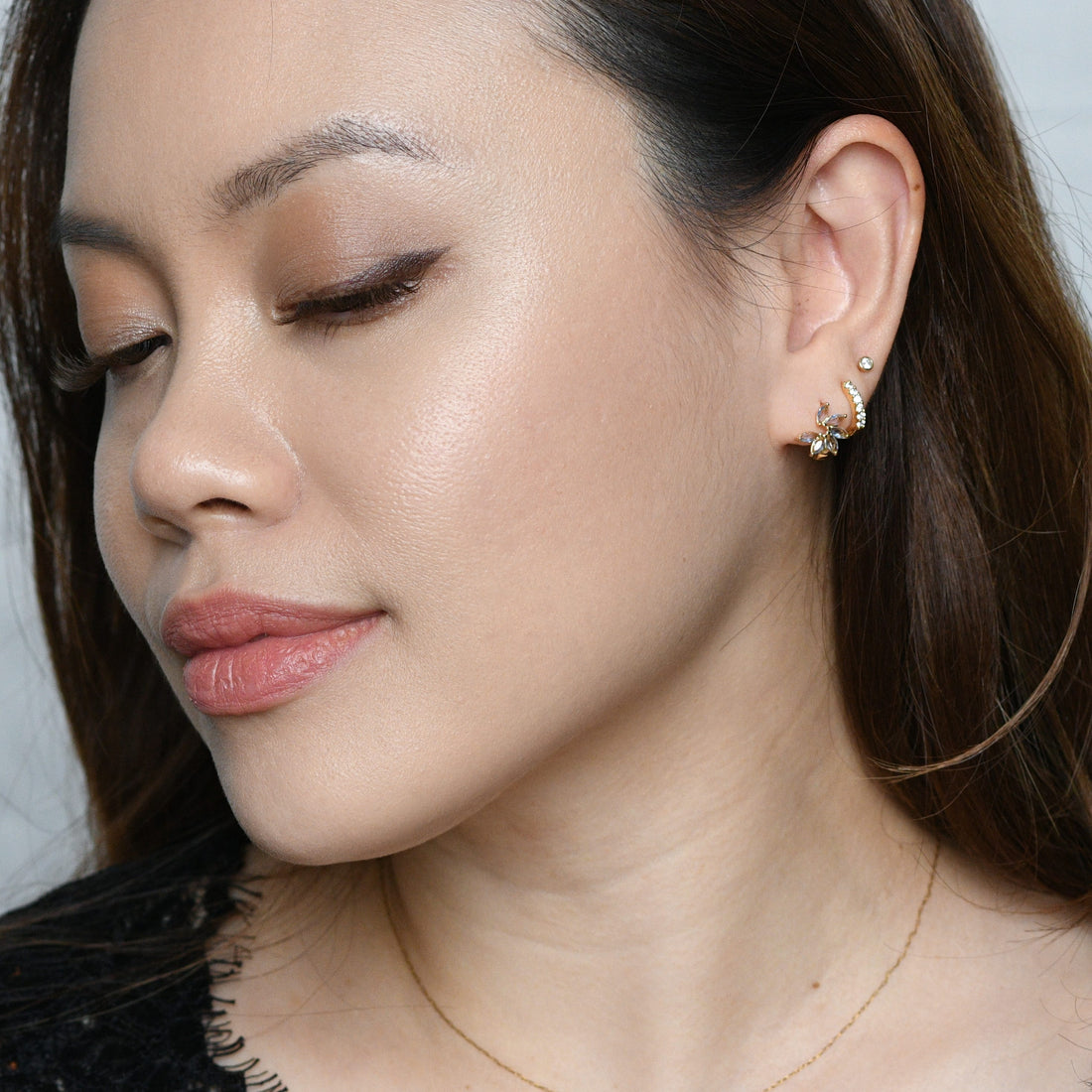 Jazlyn Petal Hoops | Light Blue Gold