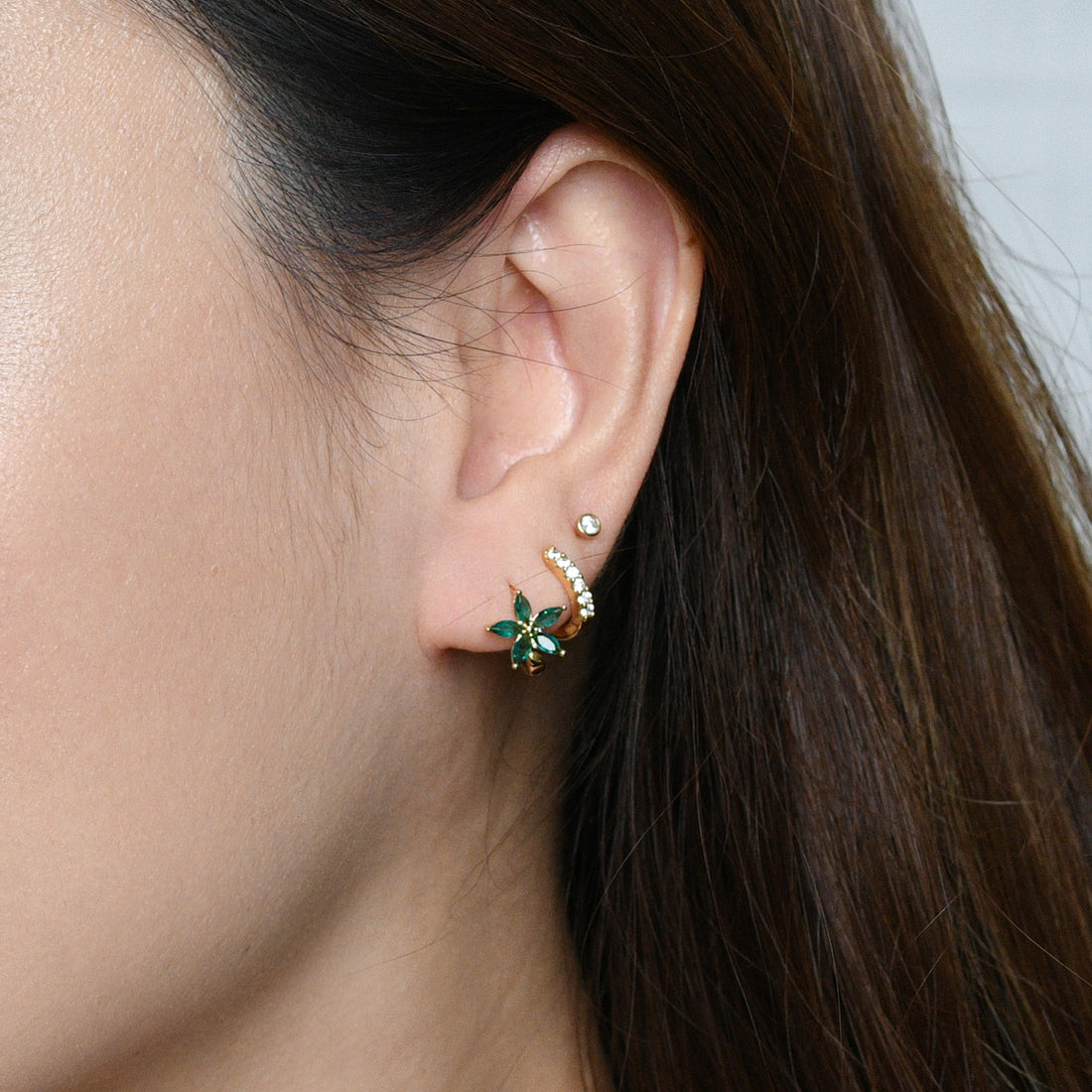 Melur Hoops | Emerald Gold