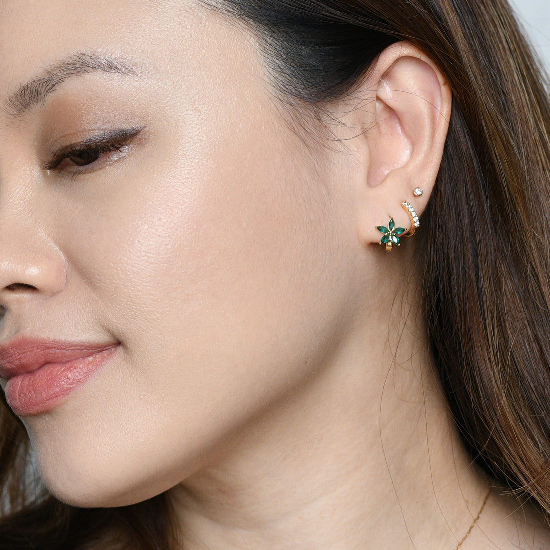 Melur Hoops | Emerald Gold