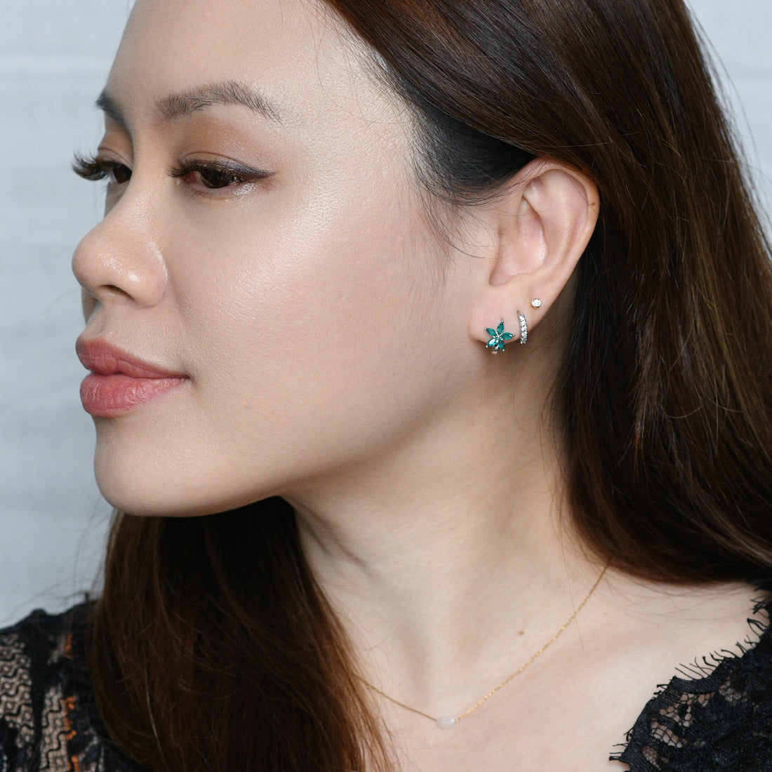 Melur Hoops | Emerald Silver