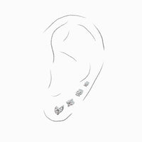 Mei Flower Bud Flatback Earring | Clear Silver