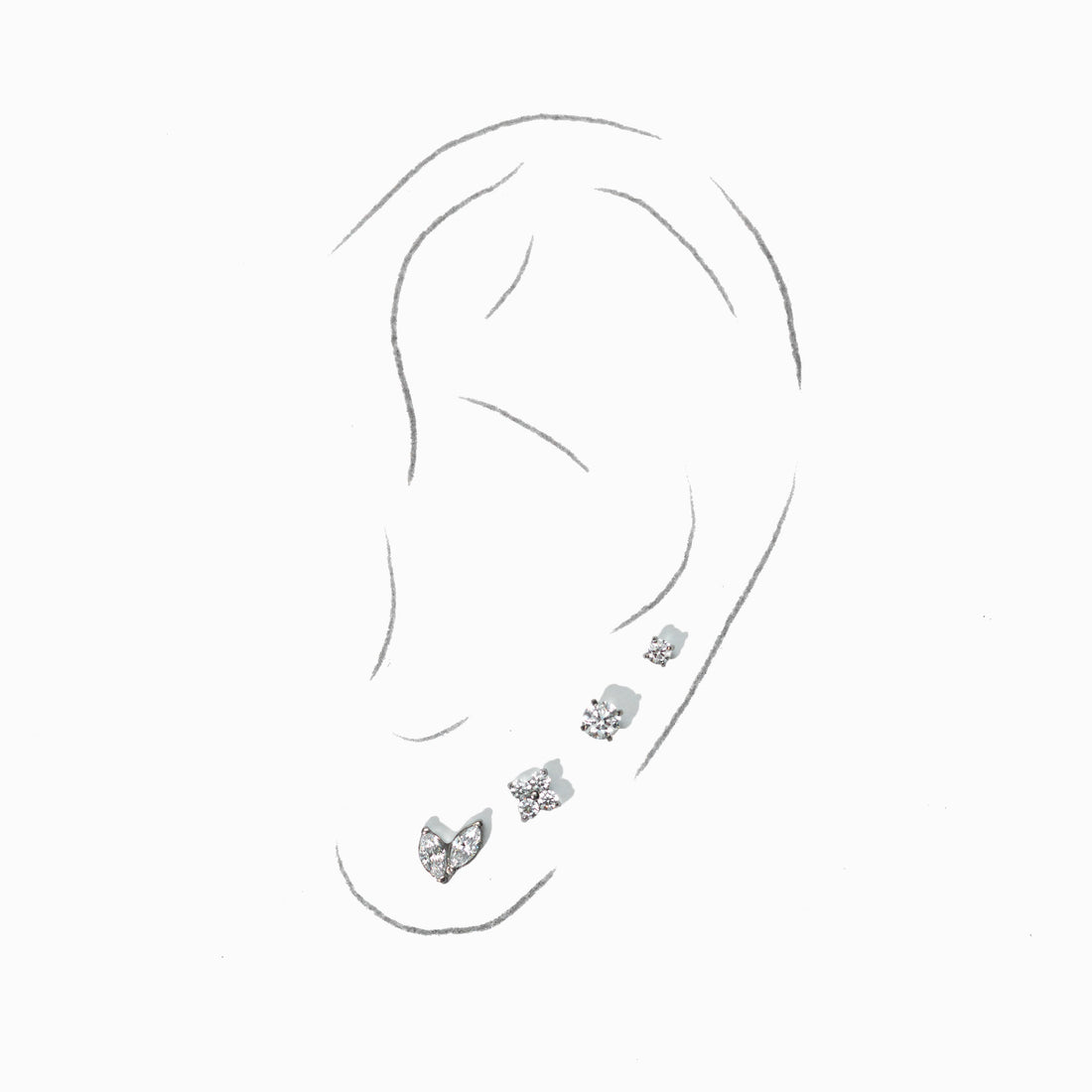 Carrey Round 3mm Flatback Earring |Clear Silver