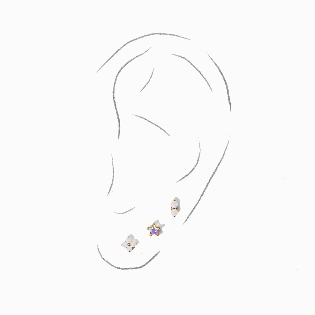 Sweet Orkid Flatback Earring | Opalite Gold