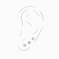 Meadow Flower Flatback Earring | Clear Silver
