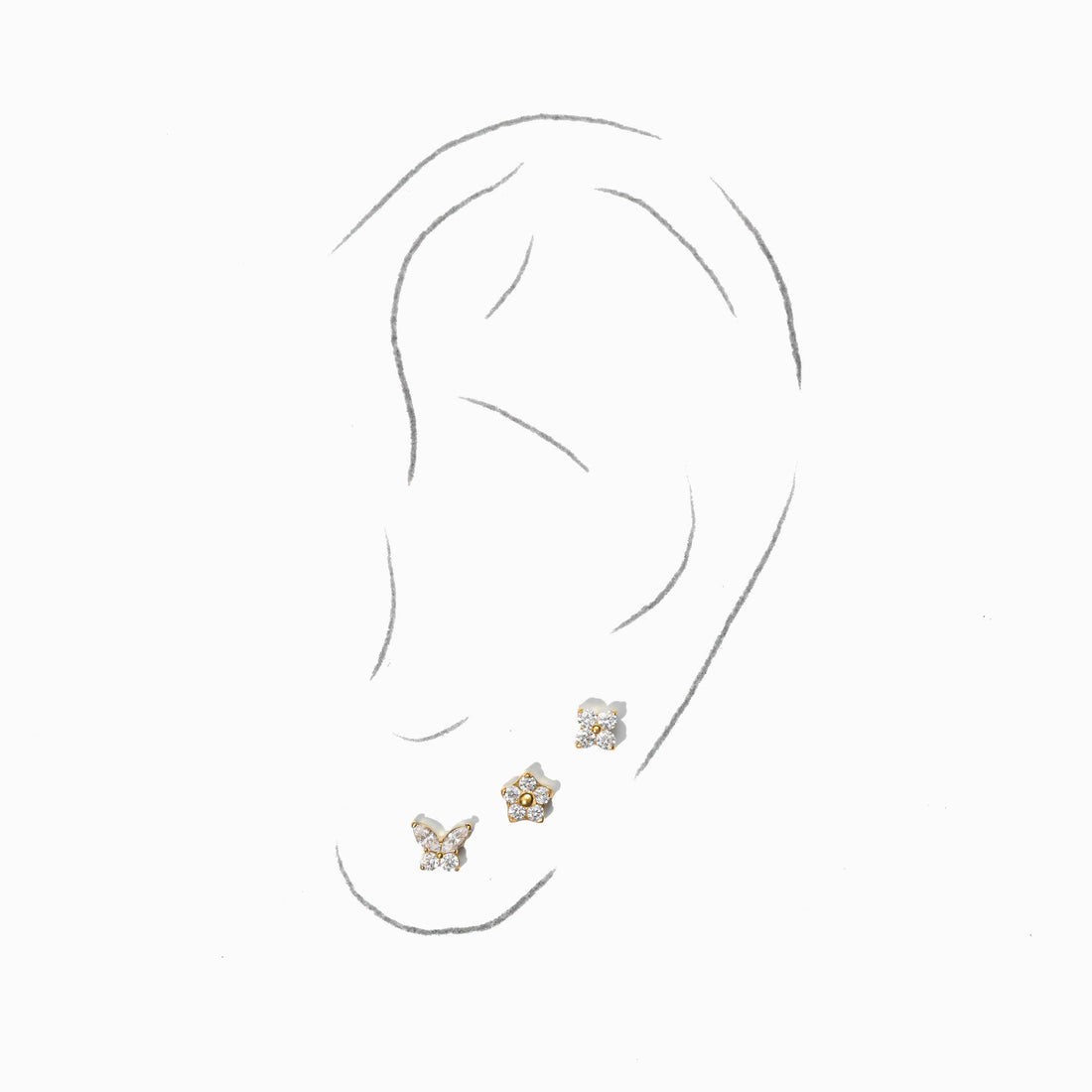 Meadow Flower Flatback Earring | Clear Gold