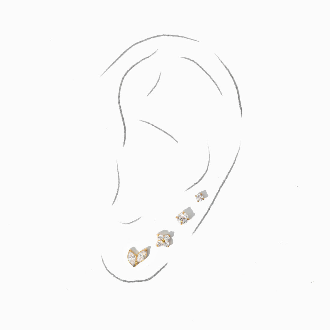 Chelle Mini 2mm Flatback Earring |Clear Gold
