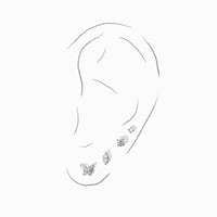 Fifi Butterfly Flatback Earring | Clear Silver