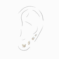 Carrey Round 3mm Flatback Earring |Clear Gold