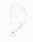 Fifi Butterfly Flatback Earring | Clear Gold