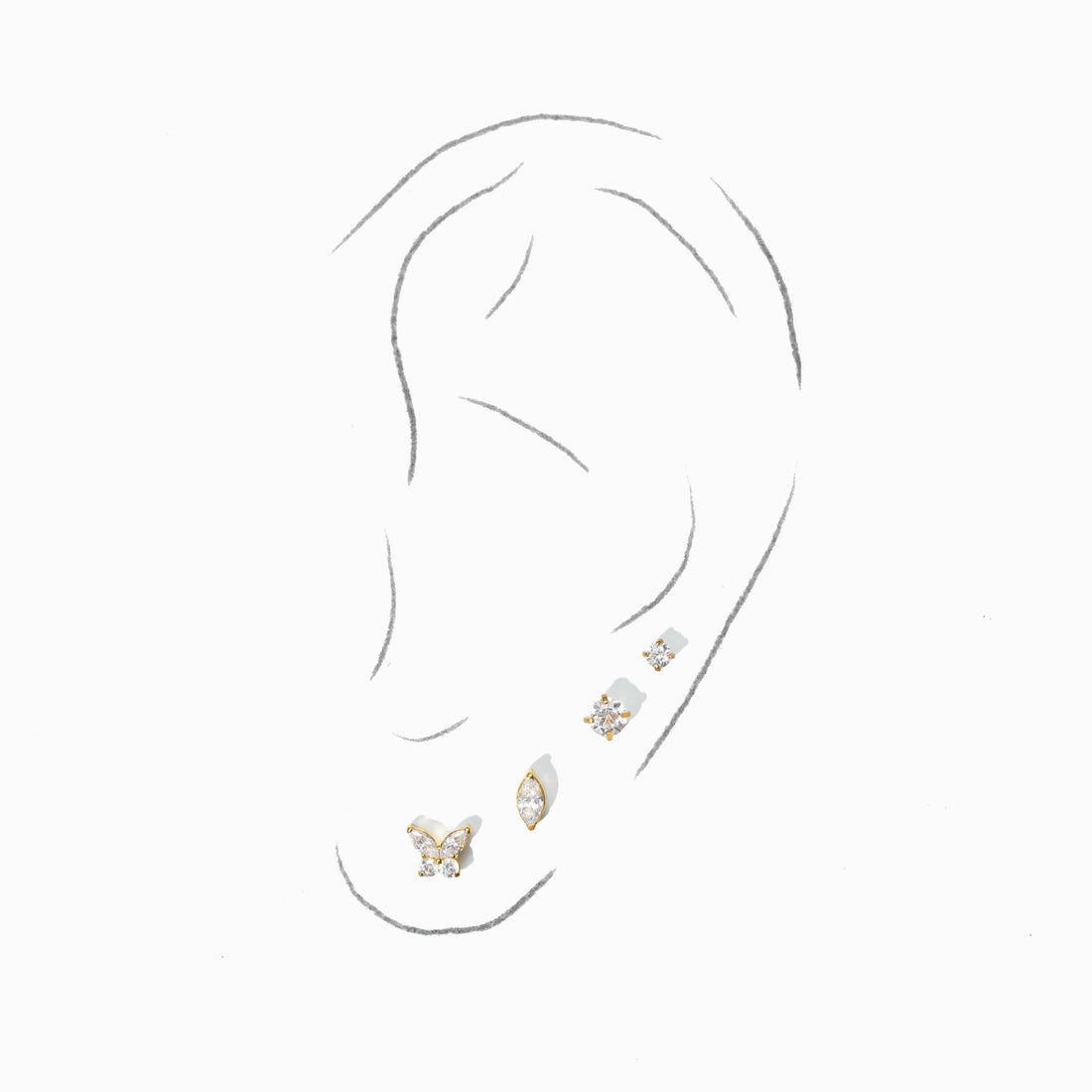 Chelle Mini 2mm Flatback Earring |Clear Gold