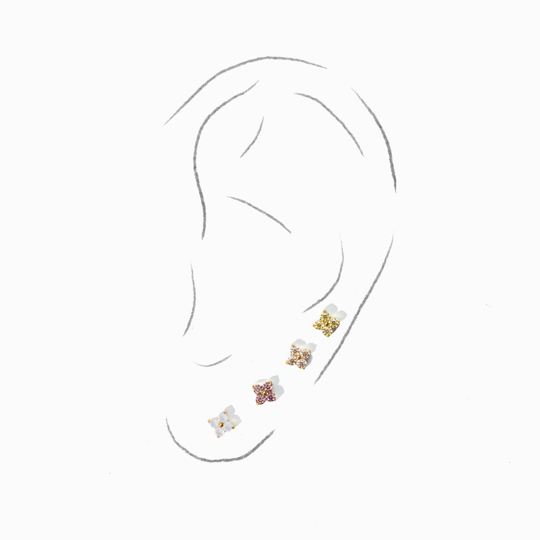 Sweet Orkid Flatback Earring | Opalite Gold