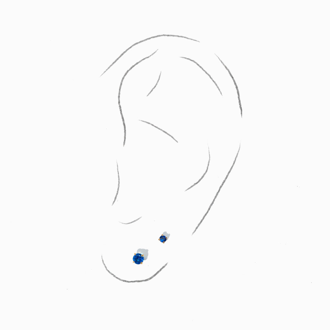 Chelle Mini 2mm Flatback Earring |Sapphire Gold
