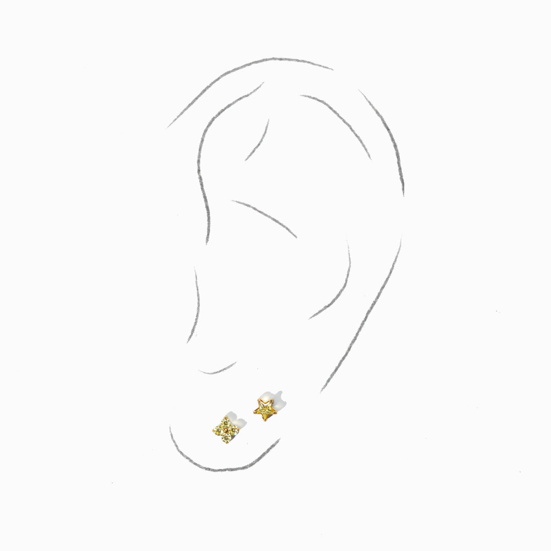 Sweet Orkid Flatback Earring | Yellow Gold