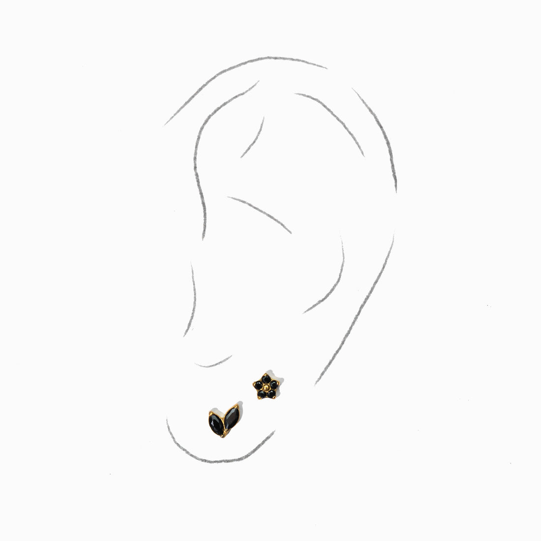 Meadow Flower Flatback Earring | Black Gold