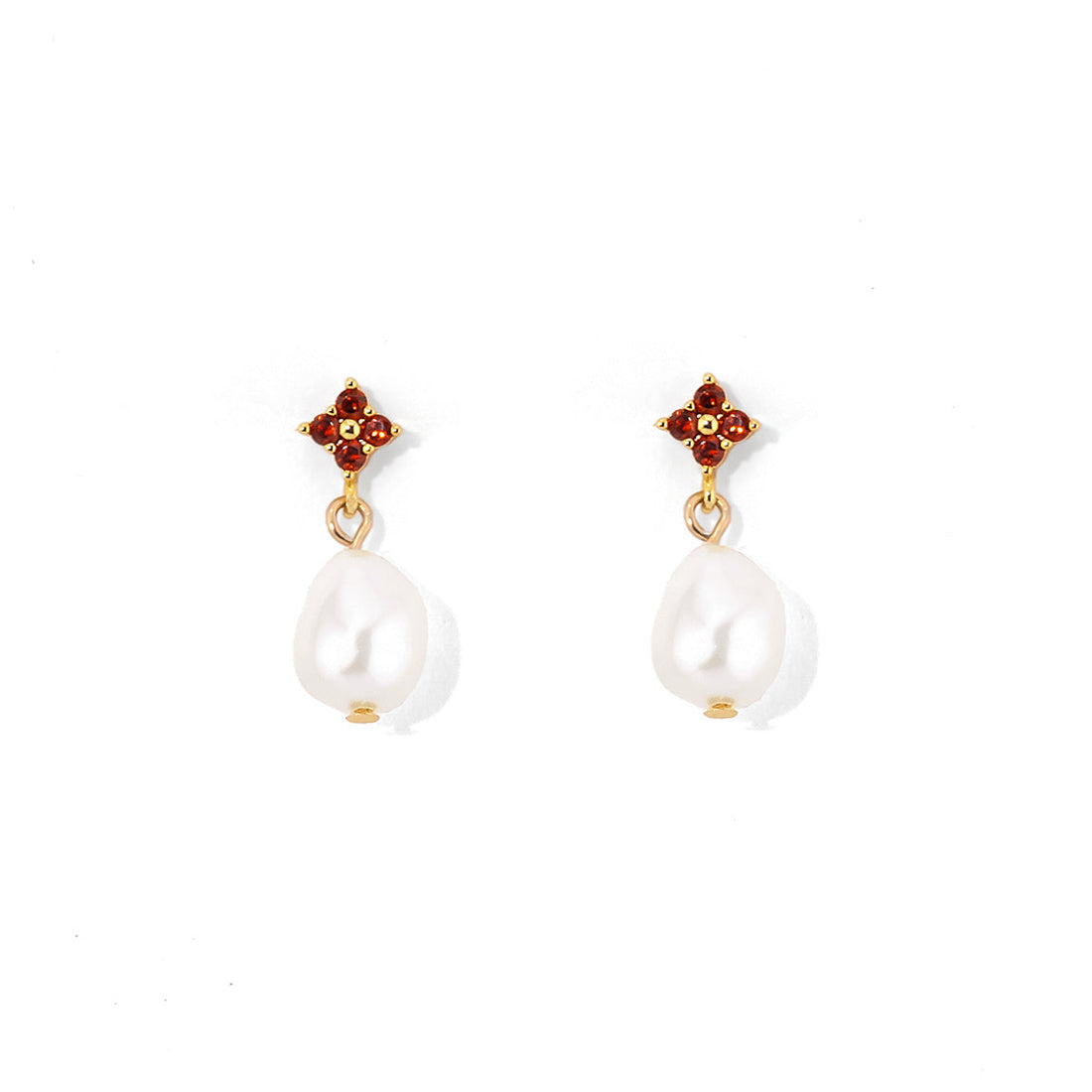 Red Camille Pearl Dangles | Gold