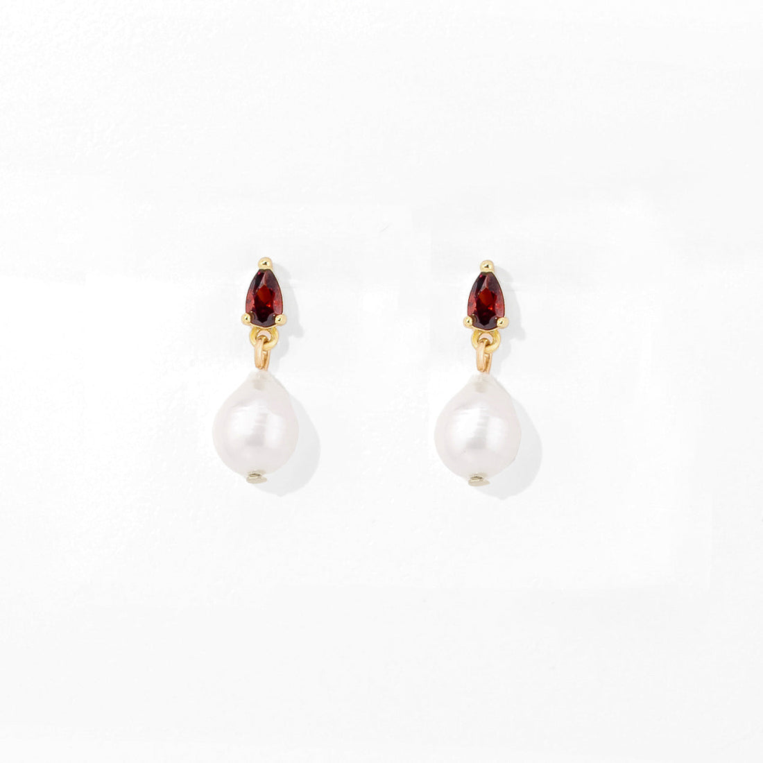 Red Elara Pearl Dangles | Gold