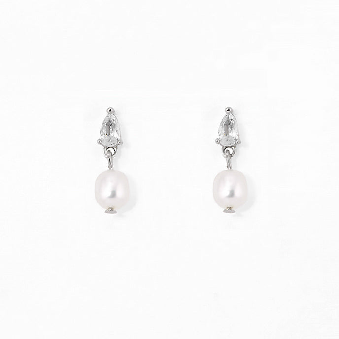 Mini Seraphina Pearl Dangles | Silver