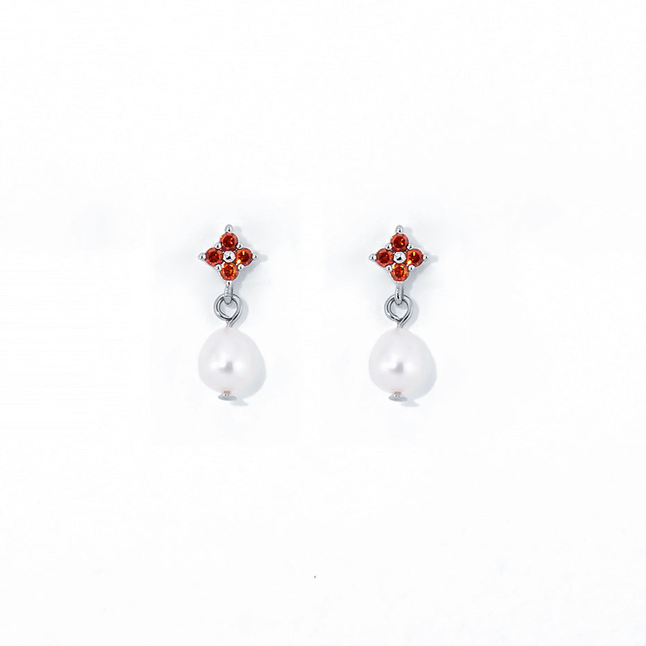 Mini Noemi Pearl Dangles | Silver