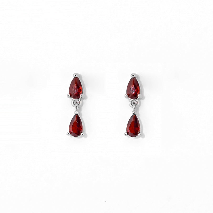Red Sabine Dangles | Silver