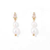 Clara Double Pearl Dangles | Gold