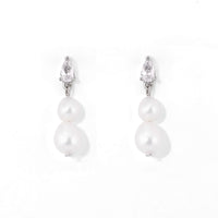 Clara Double Pearl Dangles | Silver