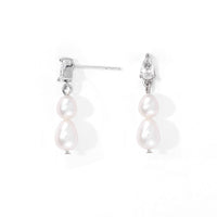 Clara Double Pearl Dangles | Silver