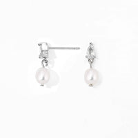 Mini Seraphina Pearl Dangles | Silver