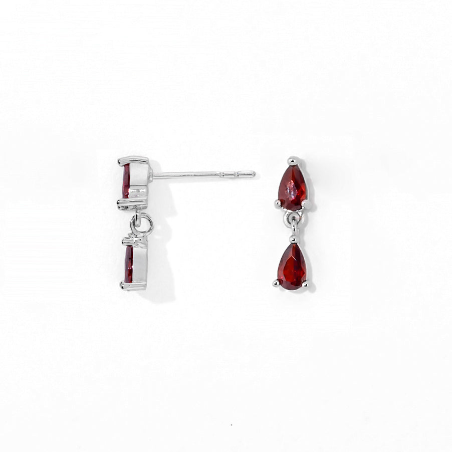 Red Sabine Dangles | Silver