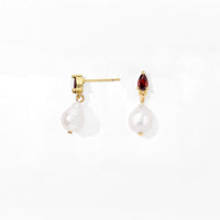 Red Elara Pearl Dangles | Gold