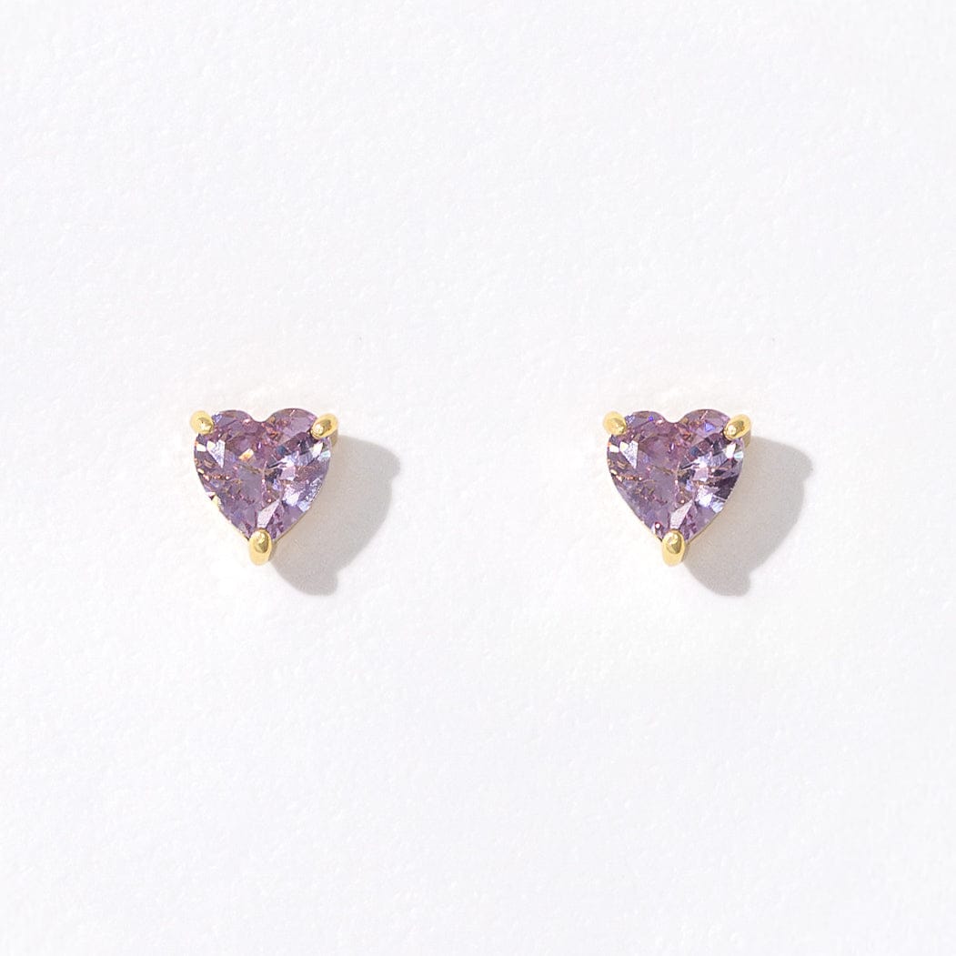 Evie Heart Studs | Gold Lavender