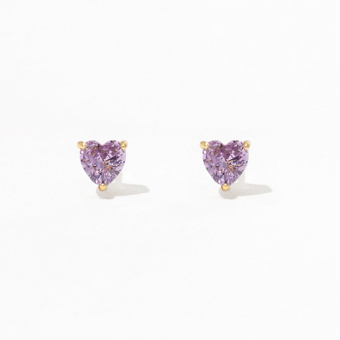 Evie Heart Studs | Gold Lavender