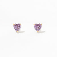 Evie Heart Studs | Gold Lavender
