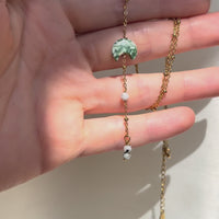 Kyra Green Spot Jasper+Moonstone Lariat Necklace