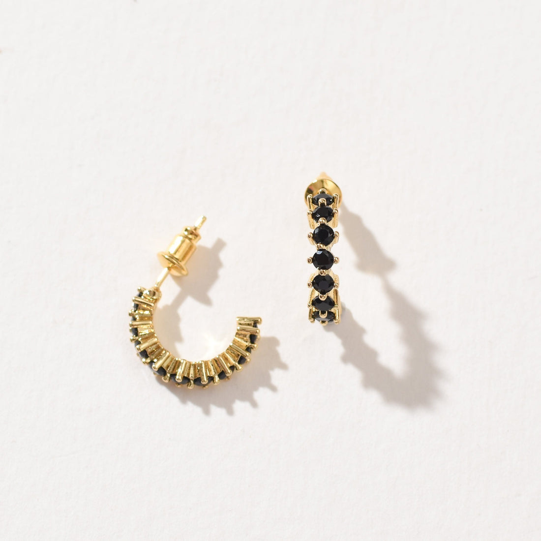 Ariana Embellished Hoop | Black Gold