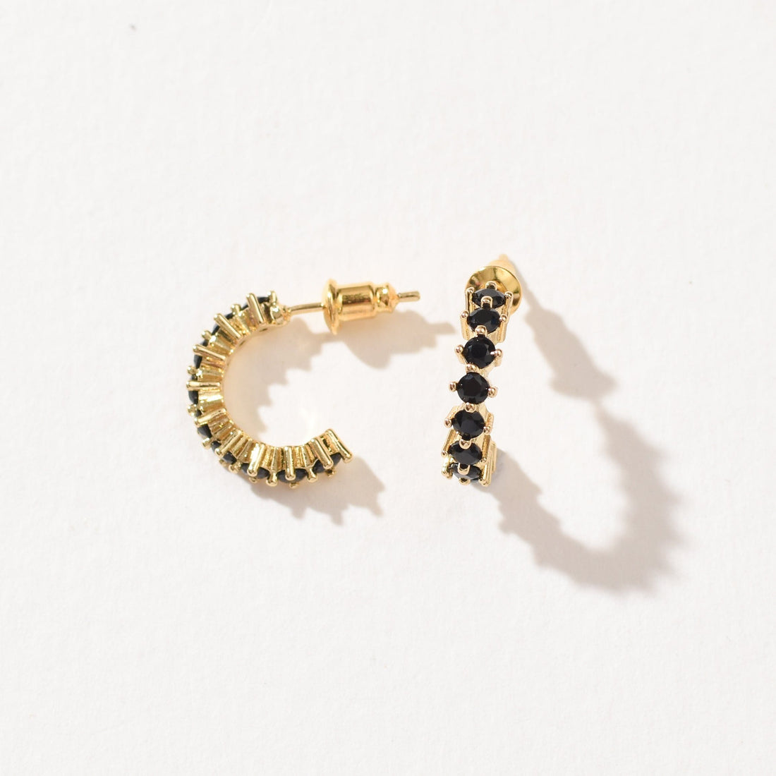Ariana Embellished Hoop | Black Gold