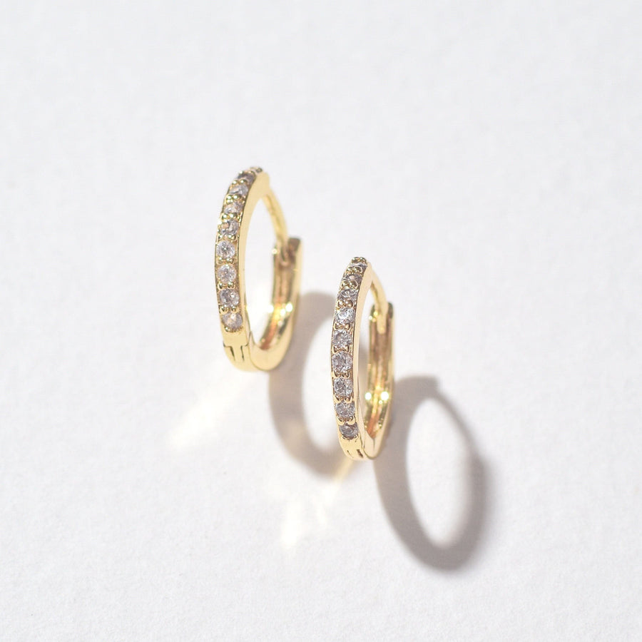 Pavé Midi Hoops | Gold