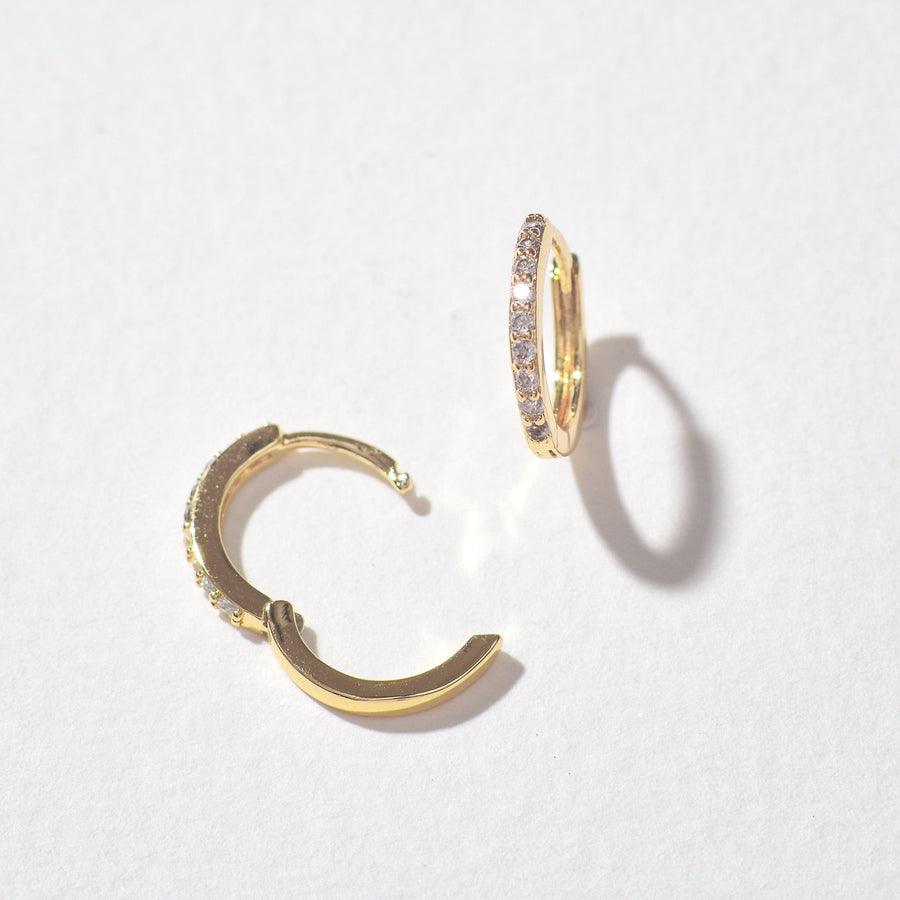 Pavé Midi Hoops | Gold