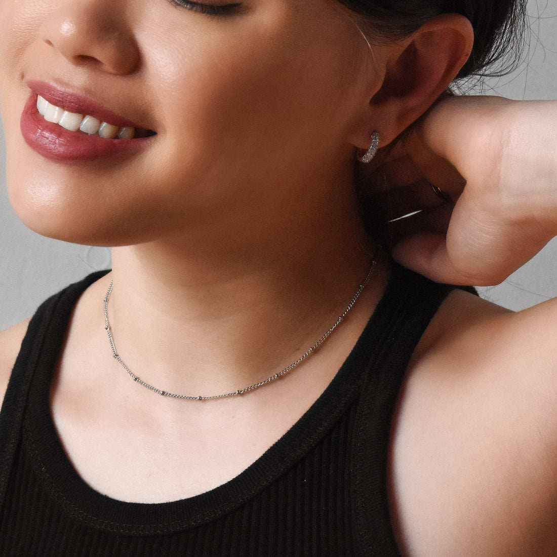 Lara Baby Beaded Necklace | Silver