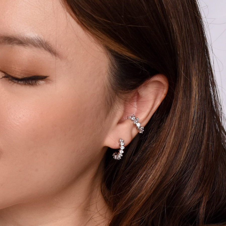Ariana Embellished Hoop | Silver