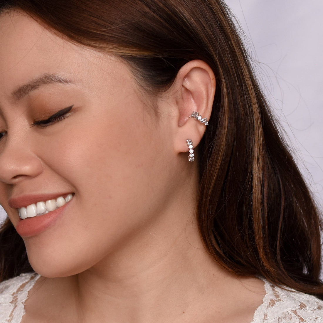 Ariana Embellished Hoop | Silver