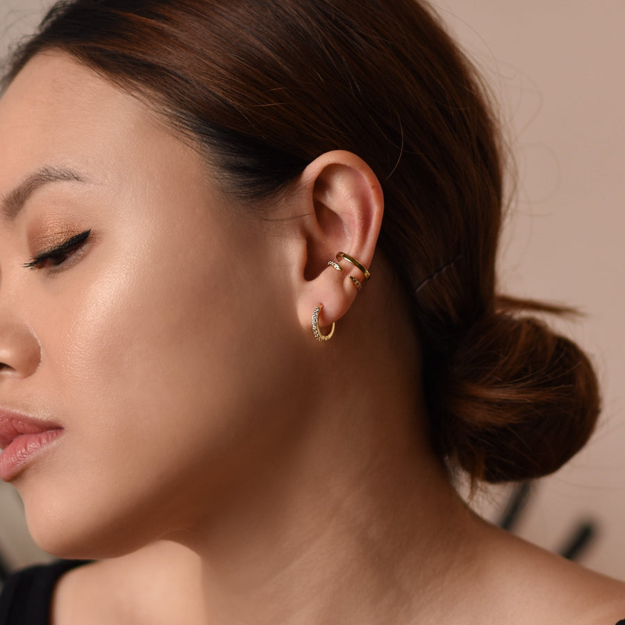 Pavé Midi Hoops | Gold