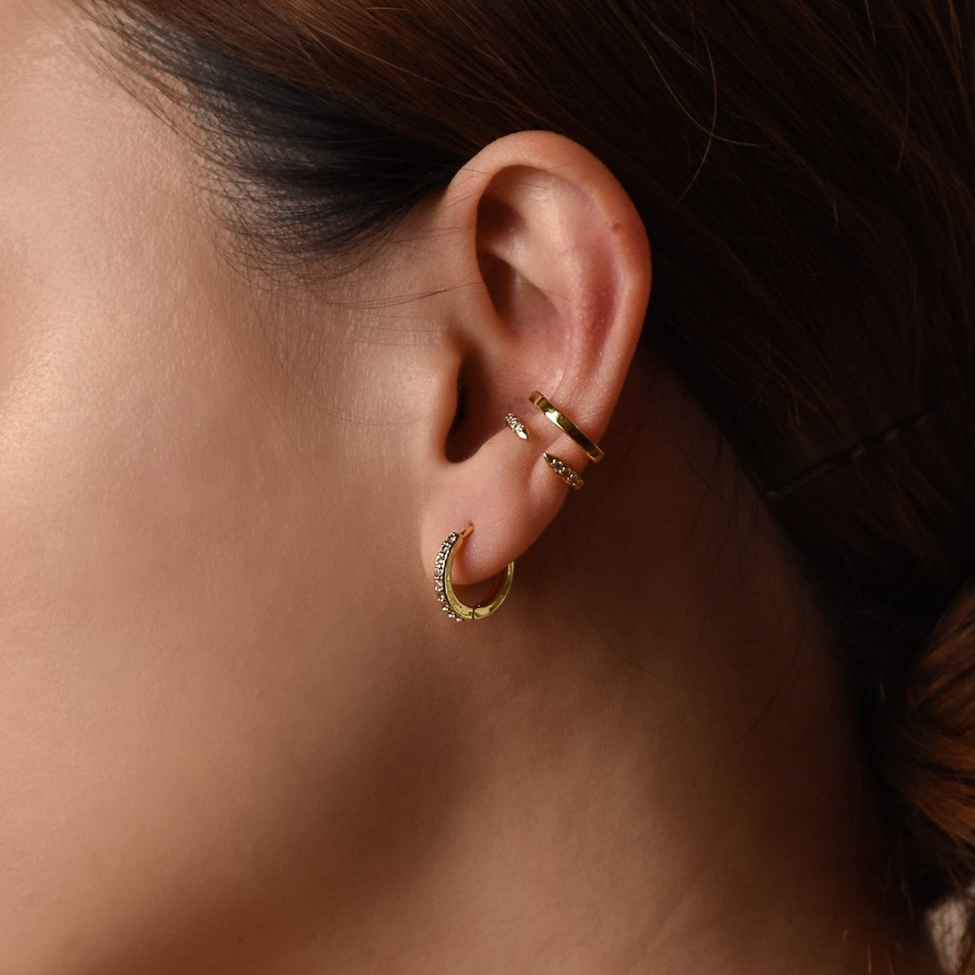 Pavé Midi Hoops | Gold